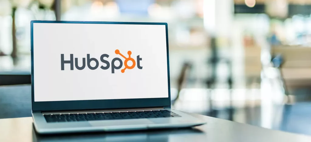 hubspot logo on laptop screen